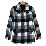 A Byer A. Byer Plaid Coat Womens M Black White Gray Classic Preppy Winter Old Money Photo 1