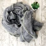 infinity Grey  Scarf Tiered Grey Knit with Gold Trim Crochet Photo 2