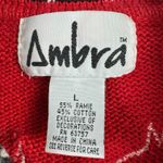 Vtg‎ Y2K Christmas Shopping Terrier Dog Knit Houndstooth Sweater Cardigan Sz L Red Size L Photo 1