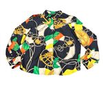Ralph Lauren Lauren Long Long Sleeve Silk Shirt Compass Nautical Design Top 16 Photo 1