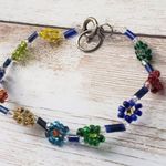 Vintage Bracelet / Bangle Child's Small Beaded Flower Bracelet Photo 0
