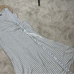 CAbi  Stripe Easy Tank Midi Shirt Dress Sleeveless Stretch Ruched Gray White S Photo 10