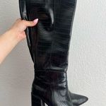 Lulus Katari Black Croc Pointed-Toe Knee High Boots Photo 0