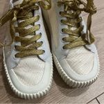 Veronica Beard  Griffin 3 Snakeskin Leather Cream Lace Up Sneaker Size 8.5 Photo 2