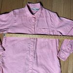 L.L.Bean Long Sleeve Linen Button Up Shirt SZ M Muted Coral Pink Beach Classic Photo 3