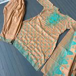 Indian Pakistani 3 Piece Embroidery Printed Light Brown Shalwar Kameez Sz M Size M Photo 1