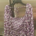 ASTR 💕💕 Mardi Lace Trimmed Floral Ruched Mini Dress Purple Floral Large NWOT Photo 9