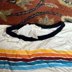 Atticute Off White Cropped T-shirt With Chest Stripes Photo 1