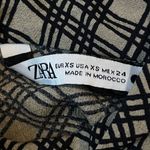 ZARA  Crisscross Patterned Short Sleeve Visco Shirt Taupe Black Size XSmall Photo 5