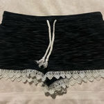 Women’s Black Lounge Shorts with White Lace Trim & Rope Drawstring Size undefined Photo 0