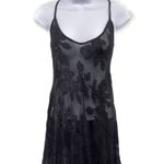 Vintage L.A. Intimates Sheer Floral Asymmetrical Midi Slip Dress Open Back Black Size L Photo 3