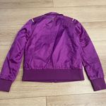 Kappa  Women’s Purple Metallic Cropped Moto Jacket Italy Flag Size L Photo 3