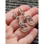 Judith Ripka  Triple Hoop Circle Drop Earrings in Sterling Silver 925 Photo 7