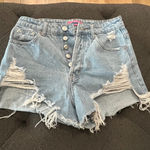 Edikted Distressed Denim Shorts Light Wash Ripped Button Fly size S Photo 0