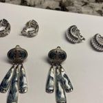 Lot Of 3 Silver Tone Costume Earrings Screw On Clip Photo 4