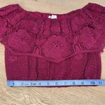 Miguelina Dakota Floral Lace Crochet Crop Top Milkmaid Hippie Maroon Women's S Pink Photo 8