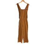 ZARA NWT Caramel Overall Jumpsuit Sz Medium Lyocell Relaxed Straight Leg Photo 3