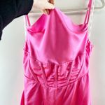 Retrofete Rosa Corset Drape Open Back Satin Maxi Slip Gown Dress Hot Pink Large Photo 11