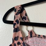 MELLODAY NWT XS Maxi Dress Leopard Print Pink Black Scallop Neckline Ruched Back Photo 6