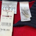 Villager Vintage Red and Navy 1/4 Zip Sweater with Stripes Photo 5