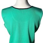 Ming Wang  Green with Black Beaded Trim Round Neck Sleeveless Knit Top Sz Small Photo 6
