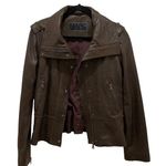 Marc New York Dark Brown Leather Bomber Jacket Medium Photo 0