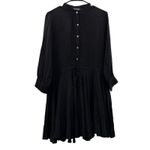Zadig & Voltaire Ranil Black Handkerchief Hem 3/4 Sleeve Button Mini Dress L Photo 2
