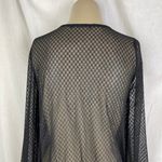 Forever 21 💋 Black Sheer Lattice Crosshatch Lace Bodysuit Long Sleeves Key Hole Photo 10