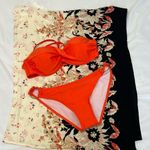 NWOT szL orange bikini structured cups removable halter straps bottom side rings Size L Photo 2