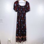 ZESICA Floral Maxi Dress Smocked Bohemian Cottagecore Summer Festival Medium Blue Photo 2
