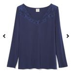 Soma  COOL NIGHTS Long Sleeve Pajama Top With Lace Size Medium Photo 3