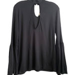 Haute Hippie NWT Key Hole Bell Sleeve Top Blouse Size XS Black Mock Neck Boho Photo 0