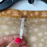 Free People  Marni Tie Front Sheer Star Print Top Orange Gold XS Photo 3