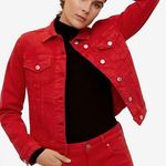 Mango Red Denim Jacket Photo 1