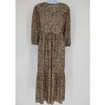 Pull & Bear Leopard Print Tiered Maxi Dress Women’s Size Small Black Photo 2