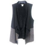 Buckle Hem & Thread Open Faux Fur Sleeveless Vest Black Medium Photo 0