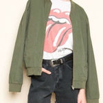 Brandy Melville Bomber Zip Up Jacket Size Large in Green Photo 0