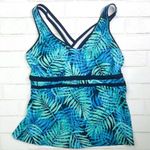 Lands End Womens Aqua Palm Tree Black Blue Green Tankini top Removable Cups Sz 6 Photo 7