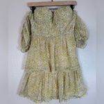 ASTR The Label Yellow Multi Floral Off The Shoulder Two Tier Mini Dress XS Photo 4