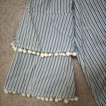 Belle Sky Striped Off the Shoulder Ruffled Bell Sleeve Blouse Photo 2