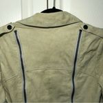 Haute Hippie NWOT  100% Goat Leather Taupe/Light Green Bomber Jacket Size S Photo 6