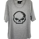 Harley Davidson Women's Wille G Skull Scoop Neck Graphic Tee with Rhinestones Photo 0
