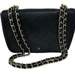 Tory Burch Black Robinson Perforated Diamond Chain Shoulder bag Photo 0