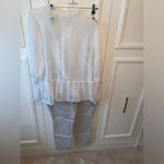 H&M Set ivory films sheer top & Old Navy khaki side zip chinos Photo 6