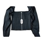 Gianni Bini  $79 Angel‎ Blouse Smocked Black Linen Blend SMALL Baddie Preppy NWT Photo 7