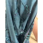 Handmade Vintage 70s Dress Blue Patterned Knit Midi Fit & Flare Long Sleeves Small S Bold Photo 6