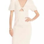 J.Crew Collection Dress Cut Out Puff Sleeve Cotton Twill Slit Ivory Sz 24 NWT Photo 0