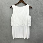 J Jill Tank Top Womens M White Eyelet Crochet Overlay Boho Cottagecore Preppy Size M Photo 2
