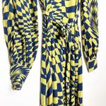 The Drop Geometric Print Midi Shirt Dress Long Sleeve Size XS Yellow Blue Photo 4