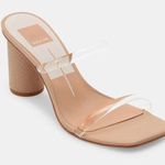 DV by Dolce Vit Dolce Vita Noles Nude Crystal Clear Strap Square Toe Minimalist Mule Sandal Heel Photo 0